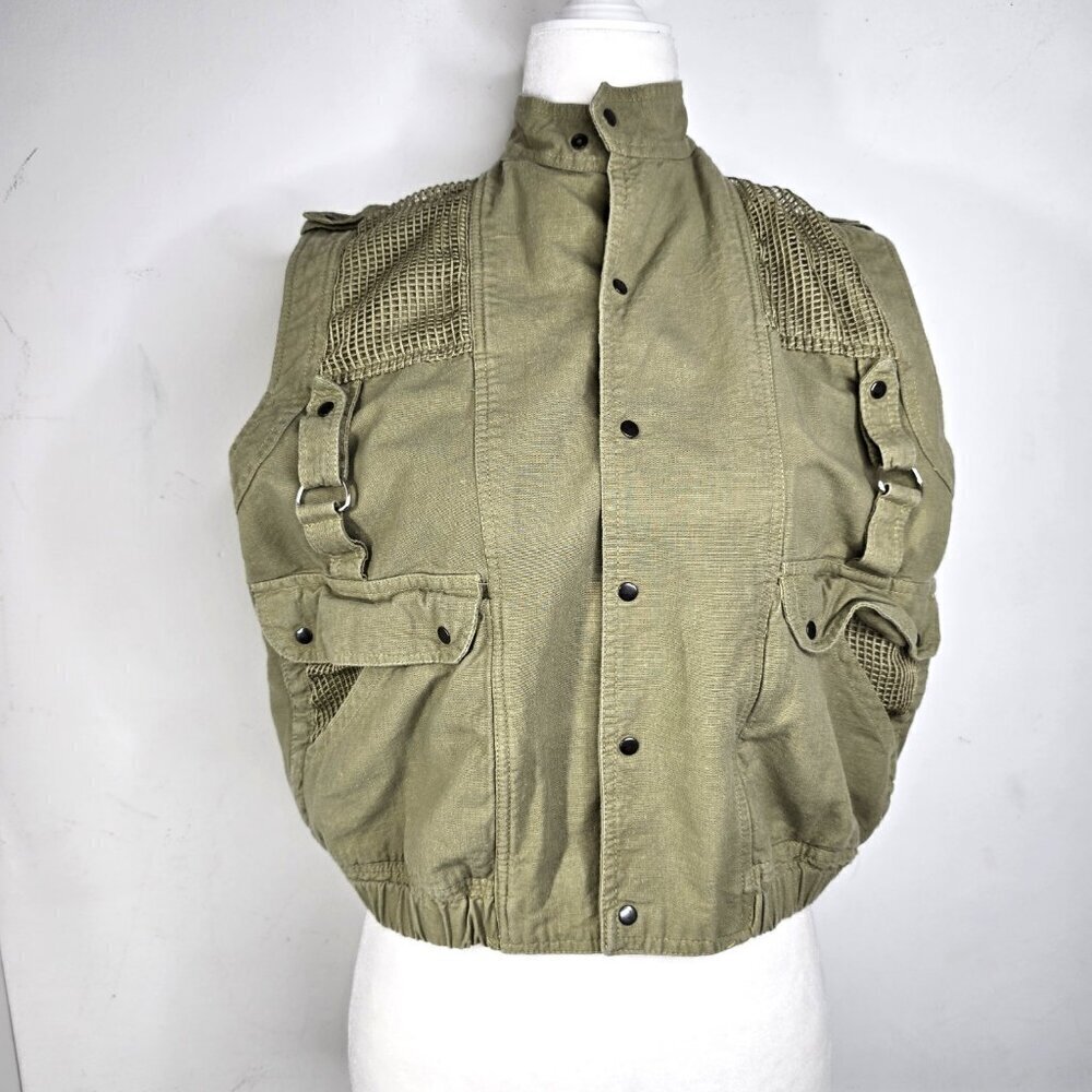 Vintage Colpro Safari Vest Mens Small Khaki Hunting Fishing Full Zip Vents Kenya